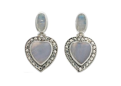 Rhodium Plated Heart Shape Gemstone Earring